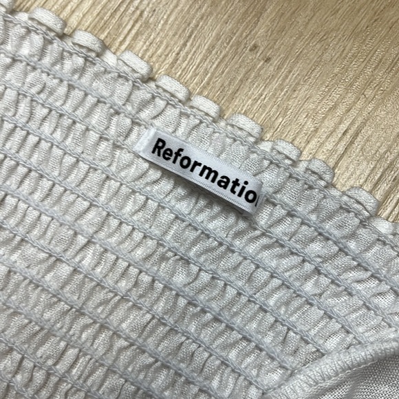 REFORMATION Fillmore Long Sleeve White Linen Top, Size 12 1440 - Picture 7 of 9